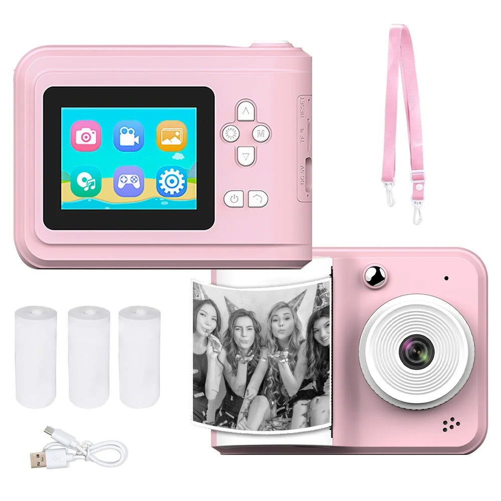 Children Digital Camera Instant Print Toys for Kids Thermal Print Camera HD 1080P Photo Printing Camera with 3 Rolls Print Paper