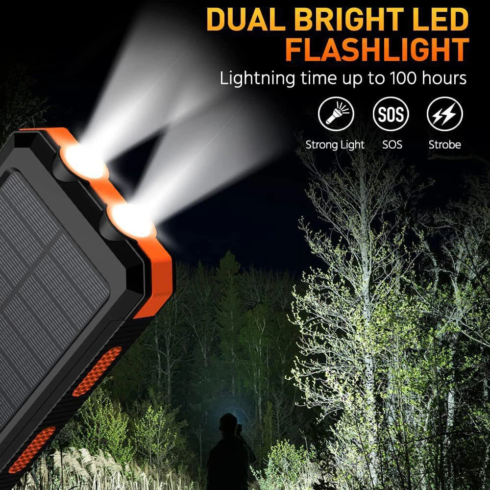20000Mah Solar Power Banks Portable External Battery Pack with LED Light Compass Outdoor Backup Power