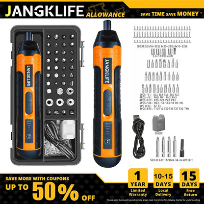 JANGKLIFE Cordless Electric Screwdriver Lithium Battery Mini Drill 3.6V Power Tools Set Household Maintenance Repair