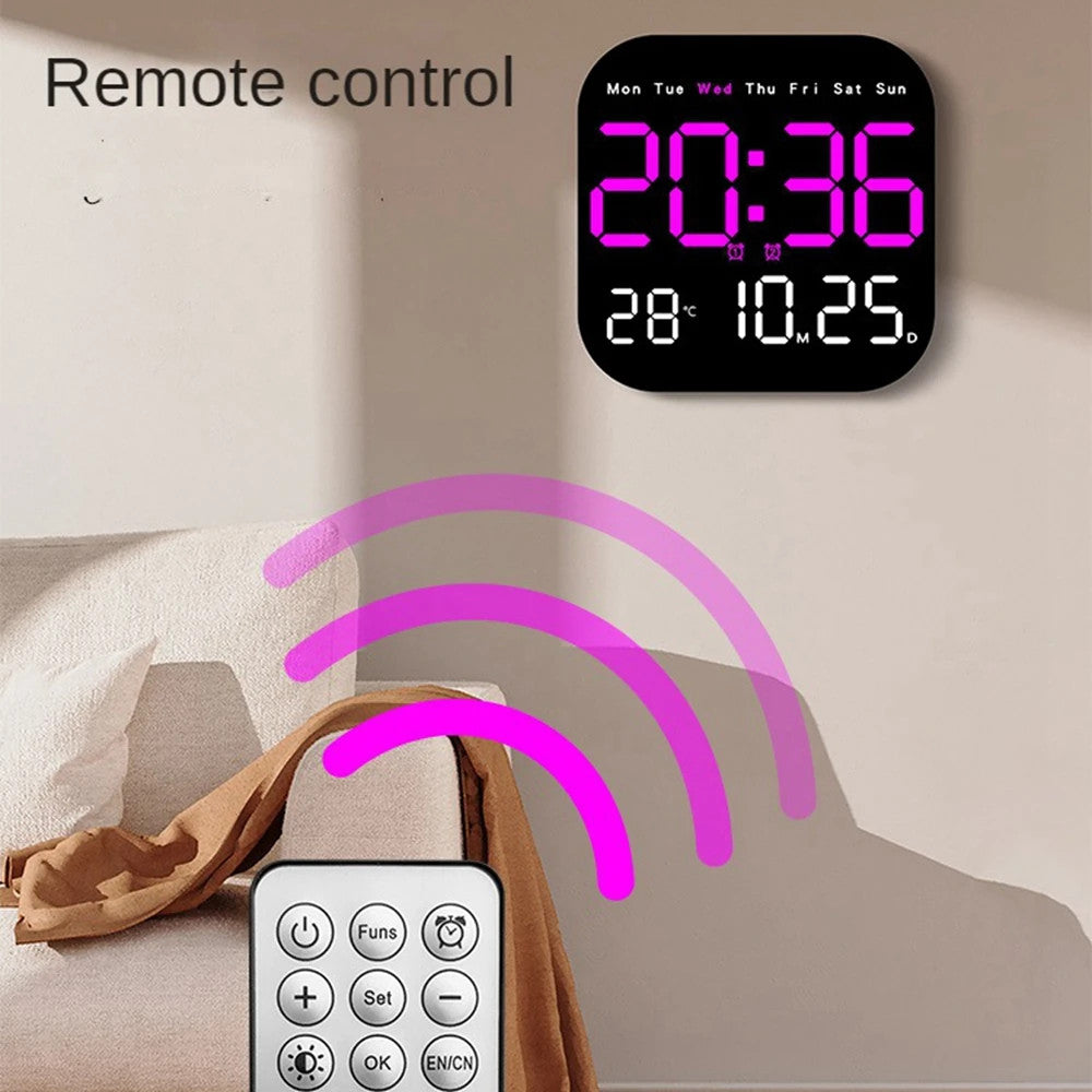 Digital Wall Clocks Temperature Date Week Dispaly Electronic Table Clock 12/24H