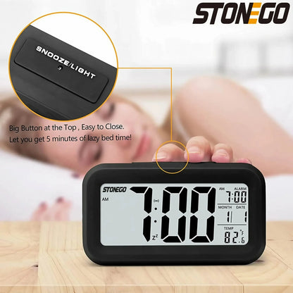 Alaways on Table Clocks Temperature Electronic LED Clocks Mini Music Digital Alarm Clock Backlight Snooze Mute Calendar Desktop