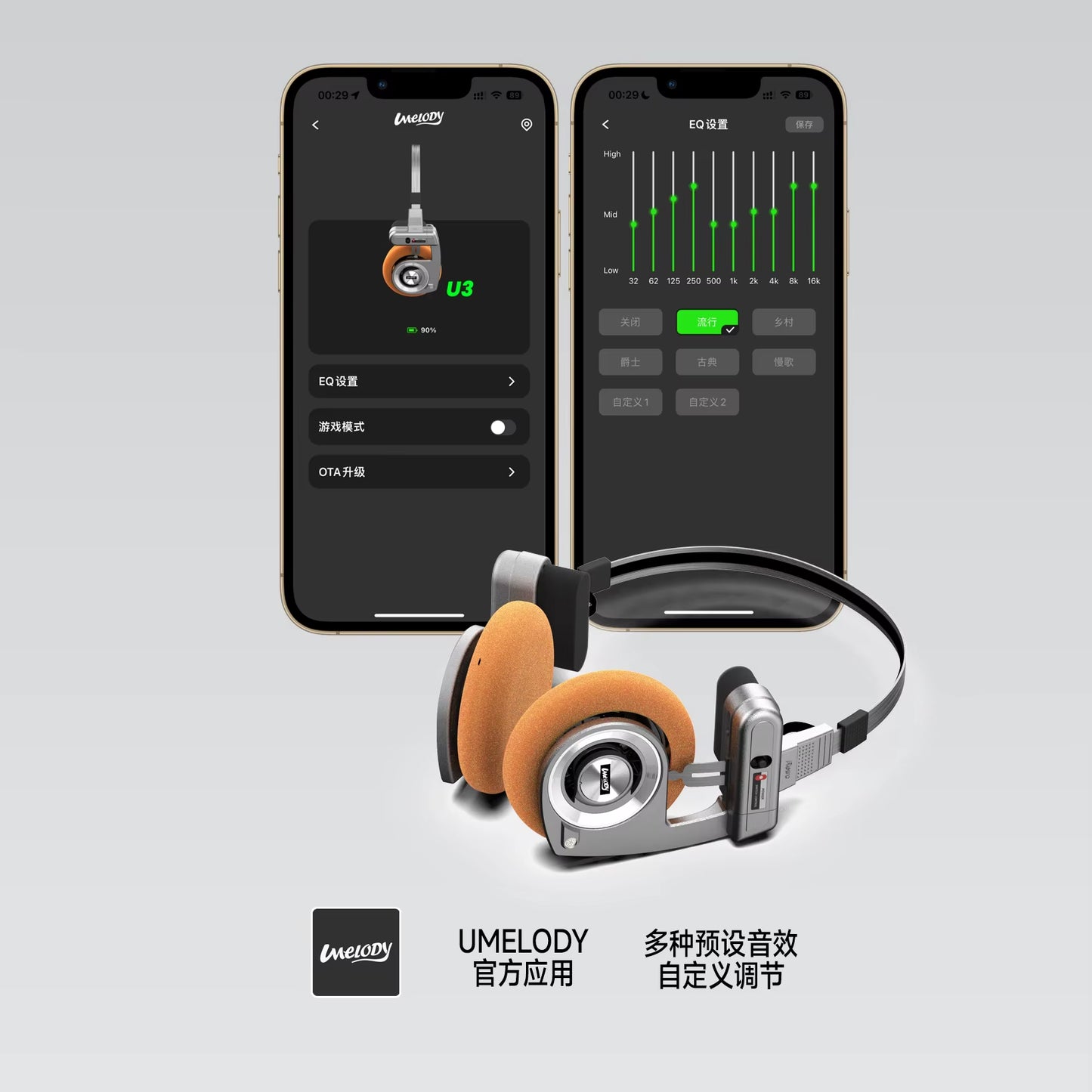 U3 RETRO Headphones Wireless Bluetooth Headphones On-Ear Headphones HIFI Wireless Foldable Noise Canceling Headphone