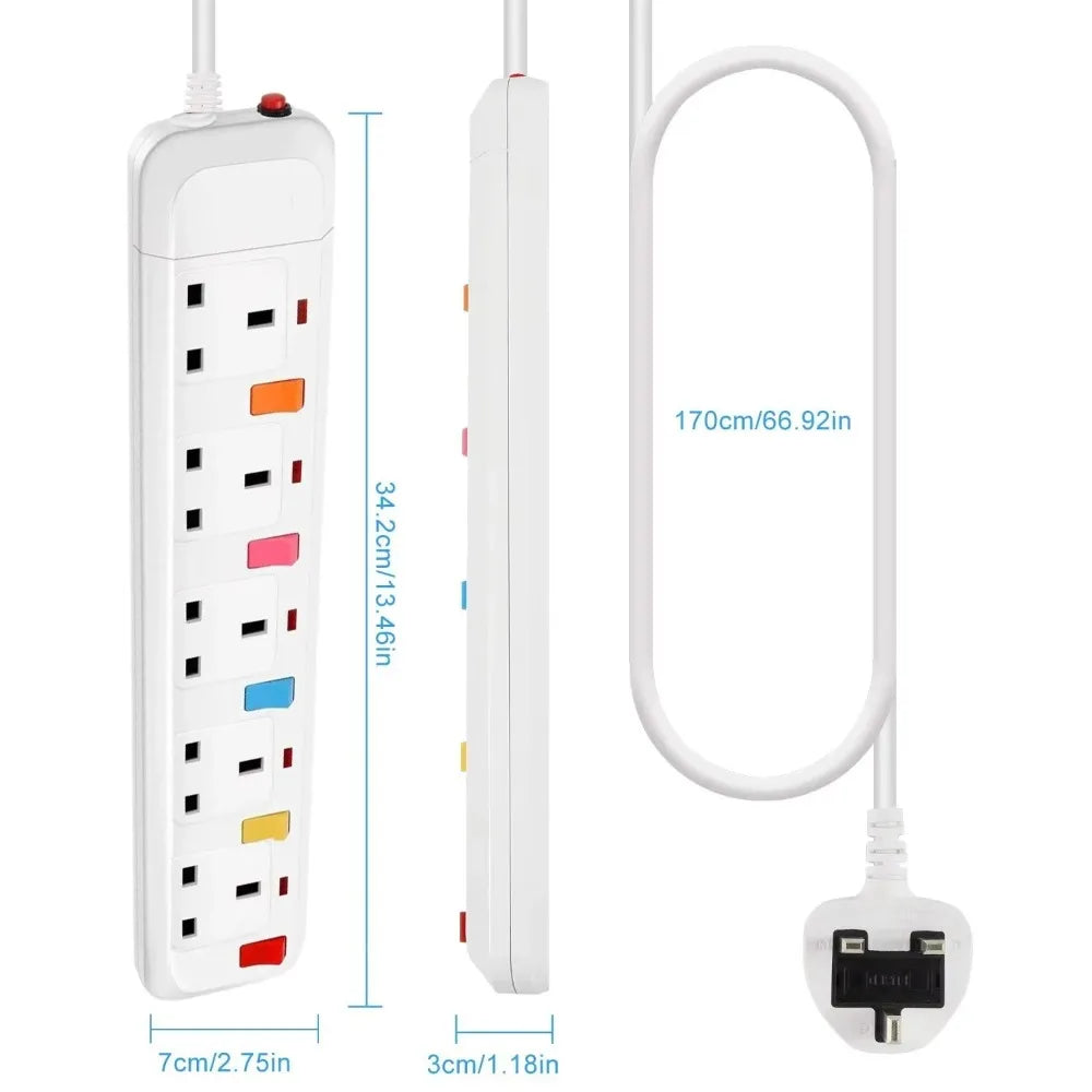Power Strip Surge Protection UK Electric Plug Adapter 2M Extension Lead 4 Gang/Way 2 USB Mountable Individually Switched