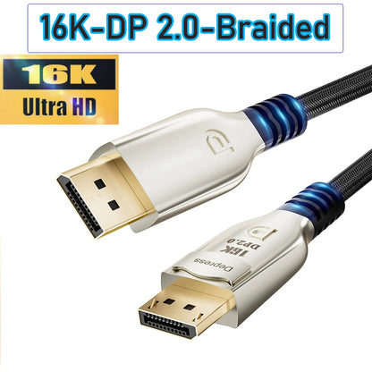 144Hz Displayport Cable 16K 8K Displayport 2.0 Cable Long Displayport Cable 10M,7.5M,5M,3M Displayport 1.4 Monitor Cable DP