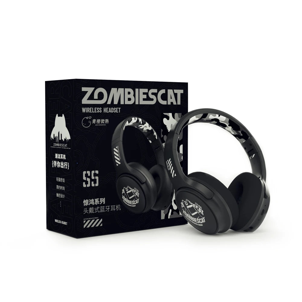 Zombie Cat S5 Bluetooth Headphone Touch Control Wireless Earphones ENC Noise Canceling Foldable over Ear Headset Dual Connection