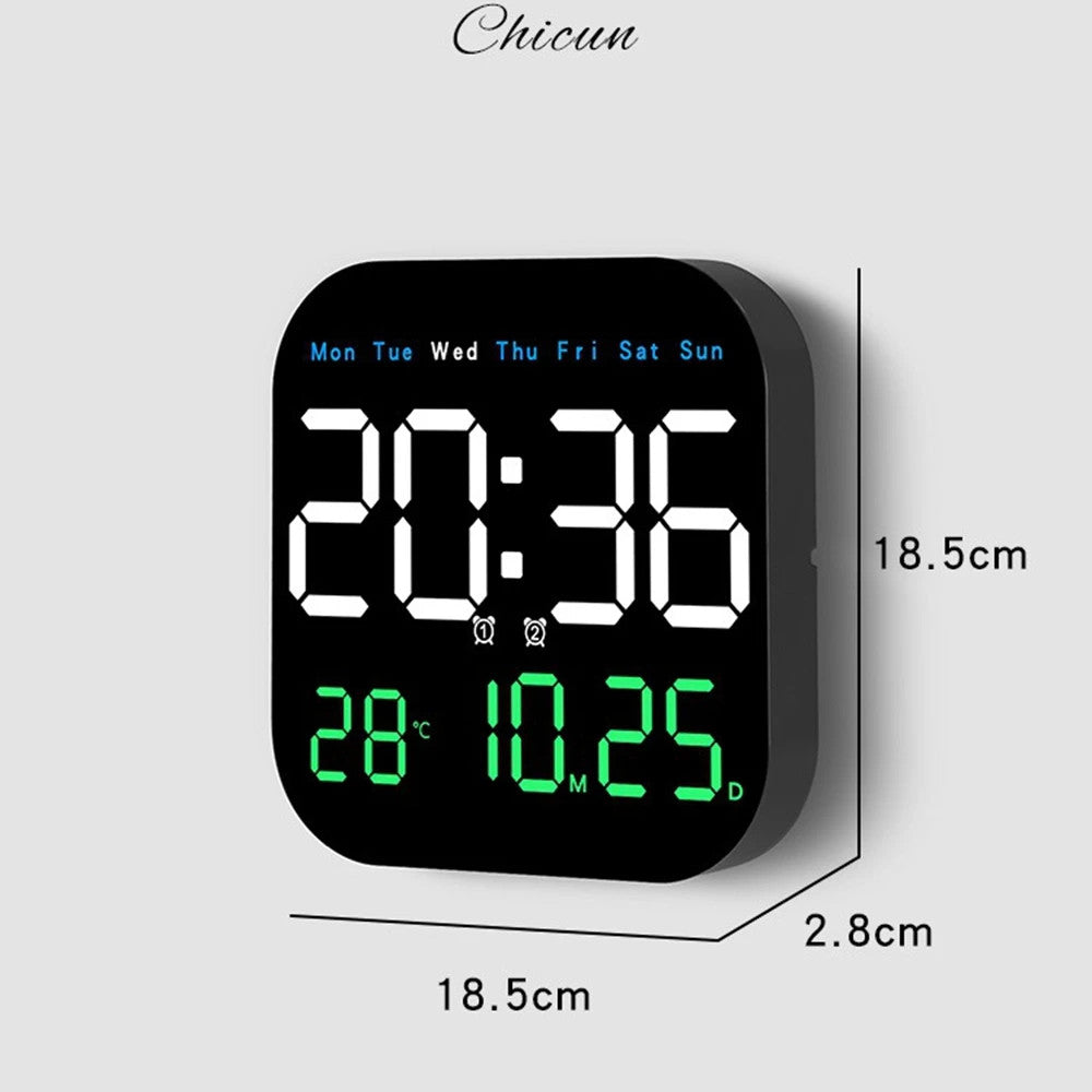 Digital Wall Clocks Temperature Date Week Dispaly Electronic Table Clock 12/24H