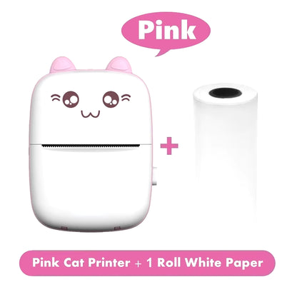 Mini Thermal Printer Sticker Printer with 10Roll Printing Paper Portable Printer Mini Pocket Printer for Journal Notes Kids Gift