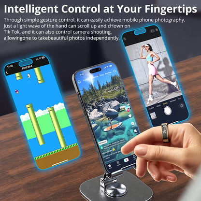 R12 Smart Ring with Display Screen and Touch, Health Manager, Wireless Charging, 5 ATM Waterproof for Men Women