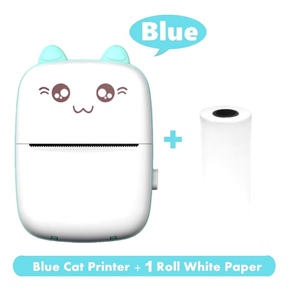 Mini Thermal Printer Sticker Printer with 10Roll Printing Paper Portable Printer Mini Pocket Printer for Journal Notes Kids Gift