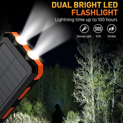 20000Mah Solar Power Banks Portable External Battery Pack with LED Light Compass Outdoor Backup Power