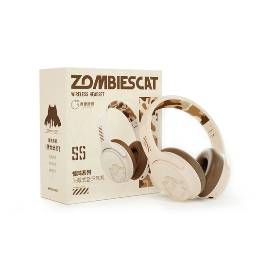 Zombie Cat S5 Bluetooth Headphone Touch Control Wireless Earphones ENC Noise Canceling Foldable over Ear Headset Dual Connection