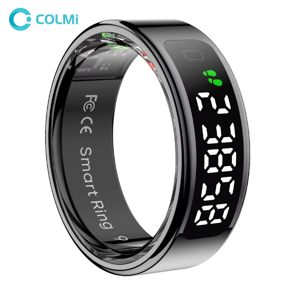 R12 Smart Ring with Display Screen and Touch, Health Manager, Wireless Charging, 5 ATM Waterproof for Men Women