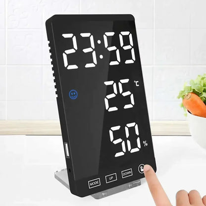 Alaways on Table Clocks Temperature Electronic LED Clocks Mini Music Digital Alarm Clock Backlight Snooze Mute Calendar Desktop