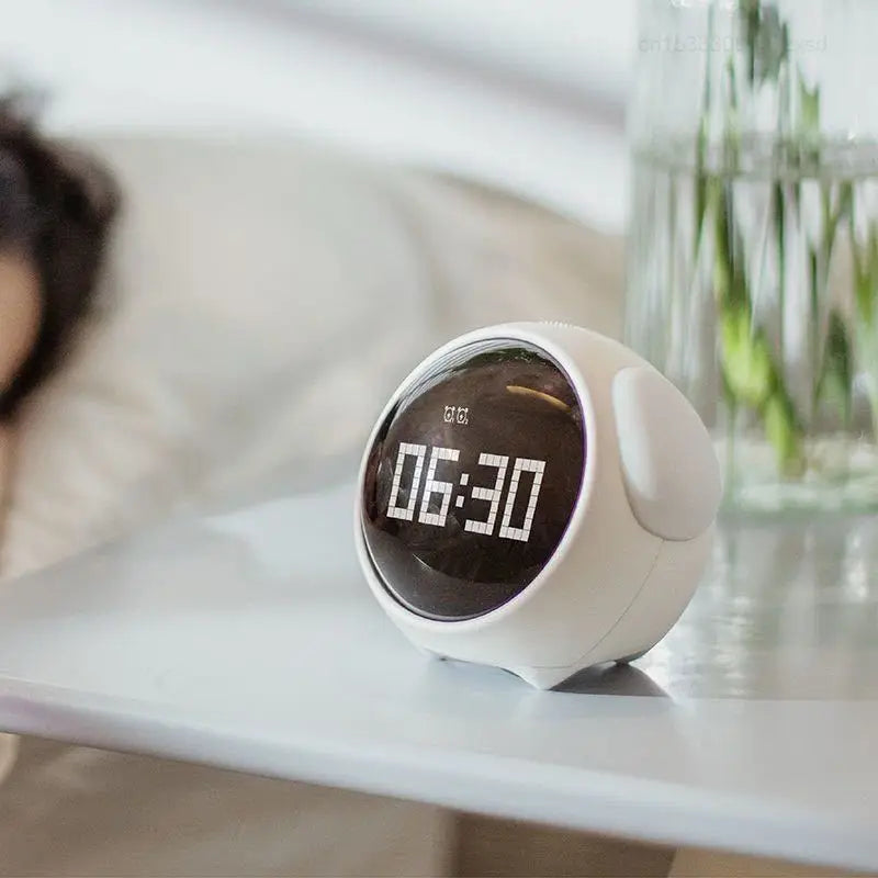 Cute Expression Alarm Clock Snooze Child Kids Digital Alarm Clocks Voice Control Intelligence LED Night Light Alarm Clock
