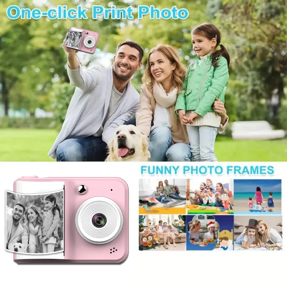 Children Digital Camera Instant Print Toys for Kids Thermal Print Camera HD 1080P Photo Printing Camera with 3 Rolls Print Paper