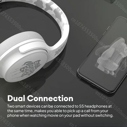 Zombie Cat S5 Bluetooth Headphone Touch Control Wireless Earphones ENC Noise Canceling Foldable over Ear Headset Dual Connection