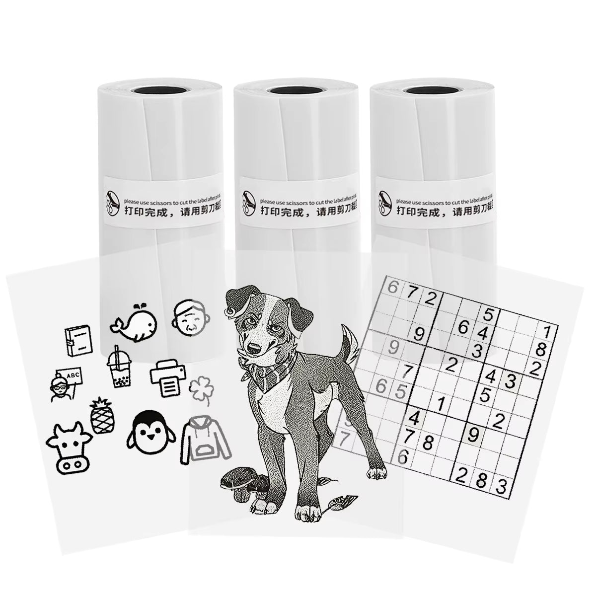 Mini Thermal Printer Sticker Printer with 10Roll Printing Paper Portable Printer Mini Pocket Printer for Journal Notes Kids Gift