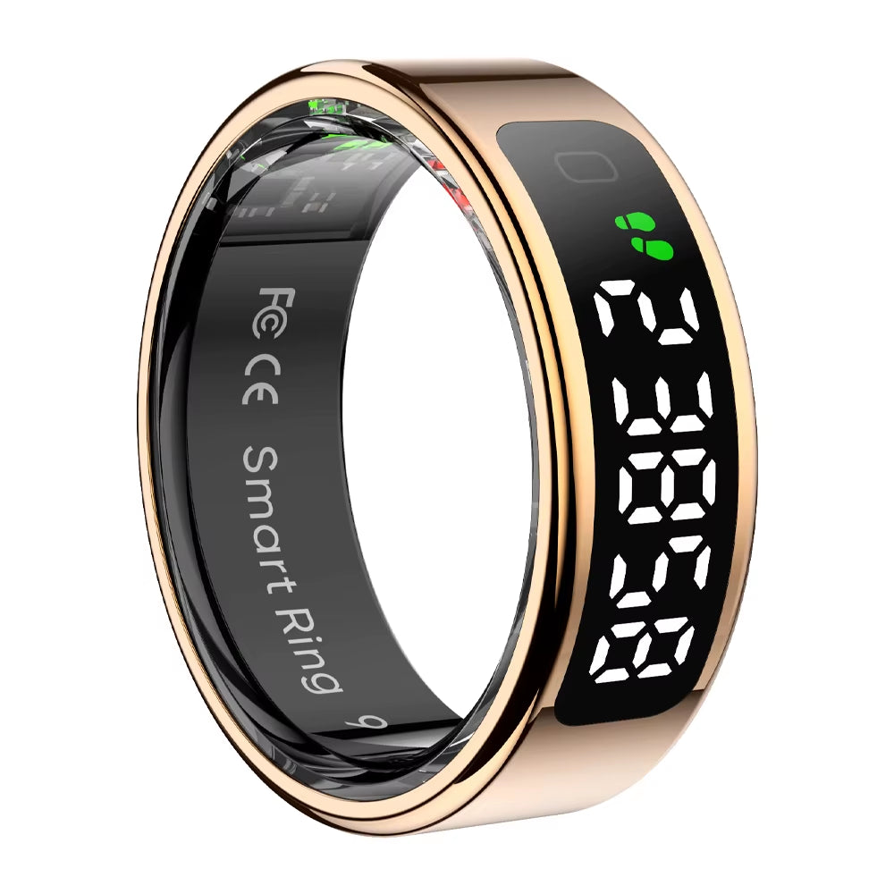 R12 Smart Ring with Display Screen and Touch, Health Manager, Wireless Charging, 5 ATM Waterproof for Men Women