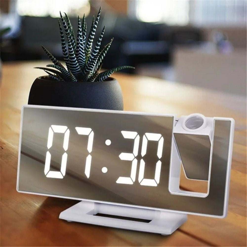 Projection Alarm Clock Projector Mirror Clock Display Temperature Snooze Clocks