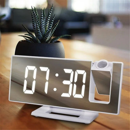Projection Alarm Clock Projector Mirror Clock Display Temperature Snooze Clocks