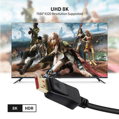 144Hz Displayport Cable 16K 8K Displayport 2.0 Cable Long Displayport Cable 10M,7.5M,5M,3M Displayport 1.4 Monitor Cable DP