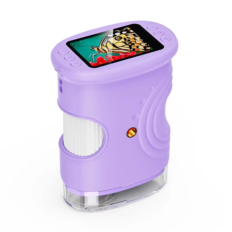 1000X Handheld Microscope for Kids 2.0" Screen Rechargeable Mini Pocket Digital Microscopes Portable Edu Gift Children Students