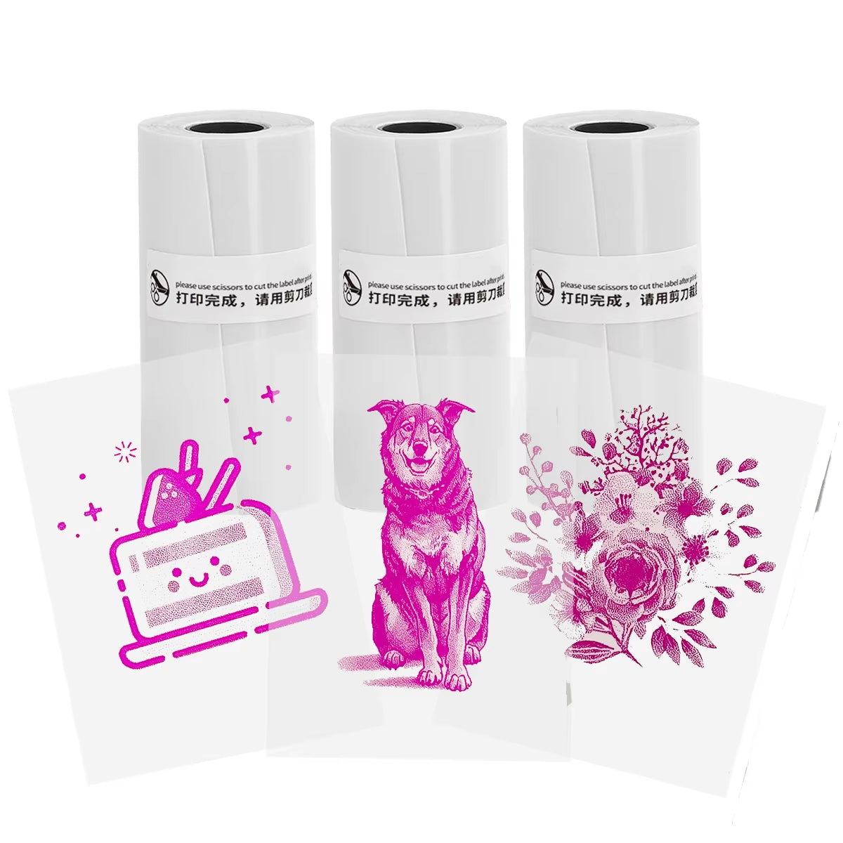 Mini Thermal Printer Sticker Printer with 10Roll Printing Paper Portable Printer Mini Pocket Printer for Journal Notes Kids Gift