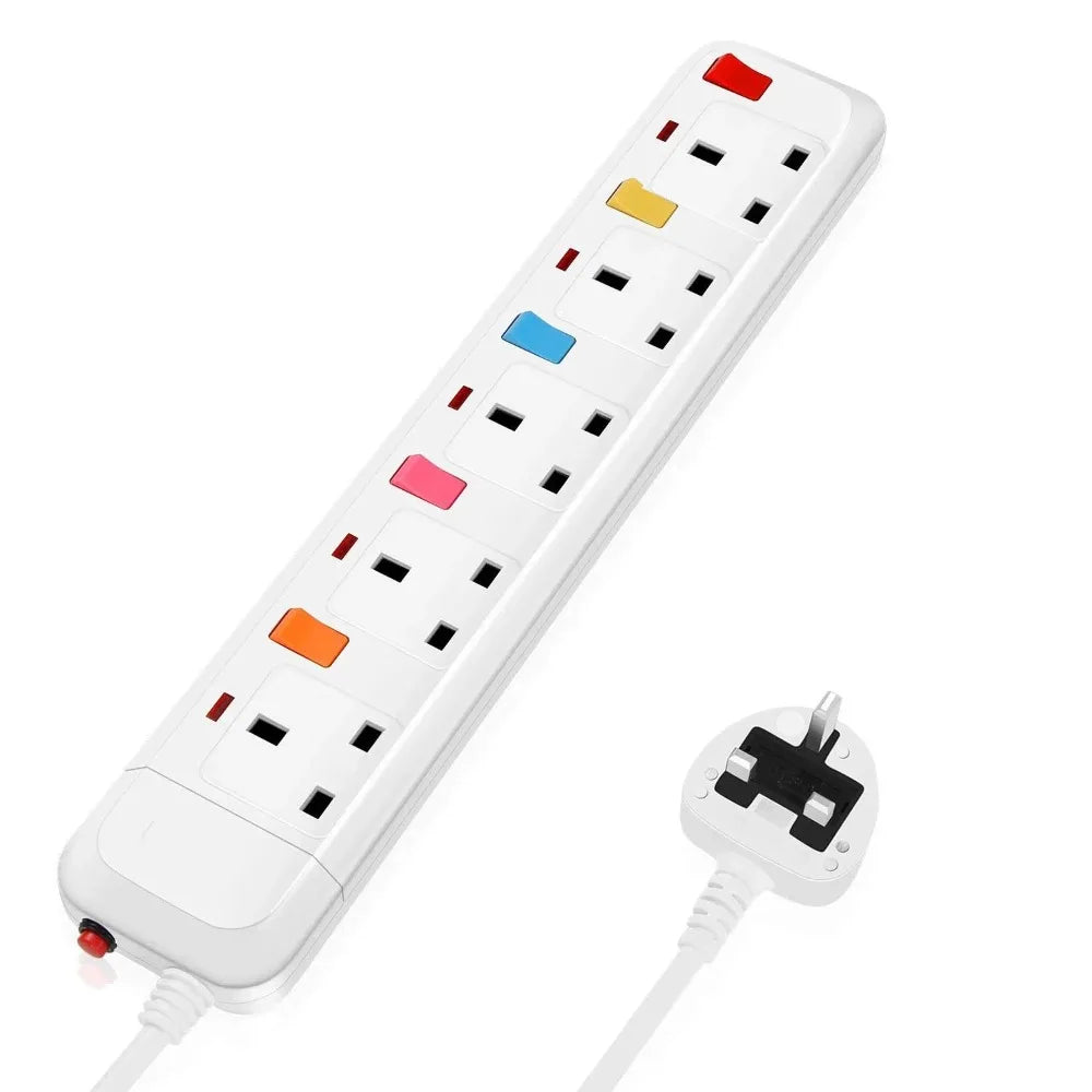Power Strip Surge Protection UK Electric Plug Adapter 2M Extension Lead 4 Gang/Way 2 USB Mountable Individually Switched