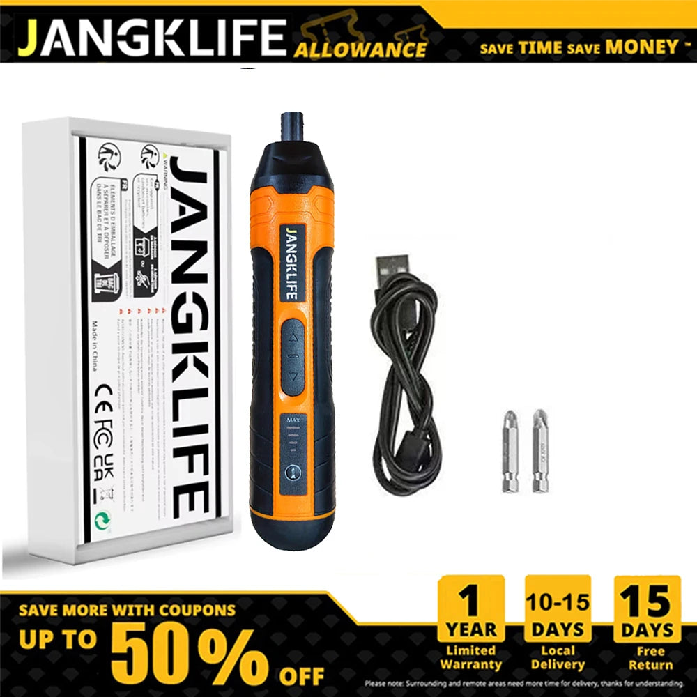 JANGKLIFE Cordless Electric Screwdriver Lithium Battery Mini Drill 3.6V Power Tools Set Household Maintenance Repair