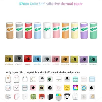 Mini Thermal Printer Sticker Printer with 10Roll Printing Paper Portable Printer Mini Pocket Printer for Journal Notes Kids Gift