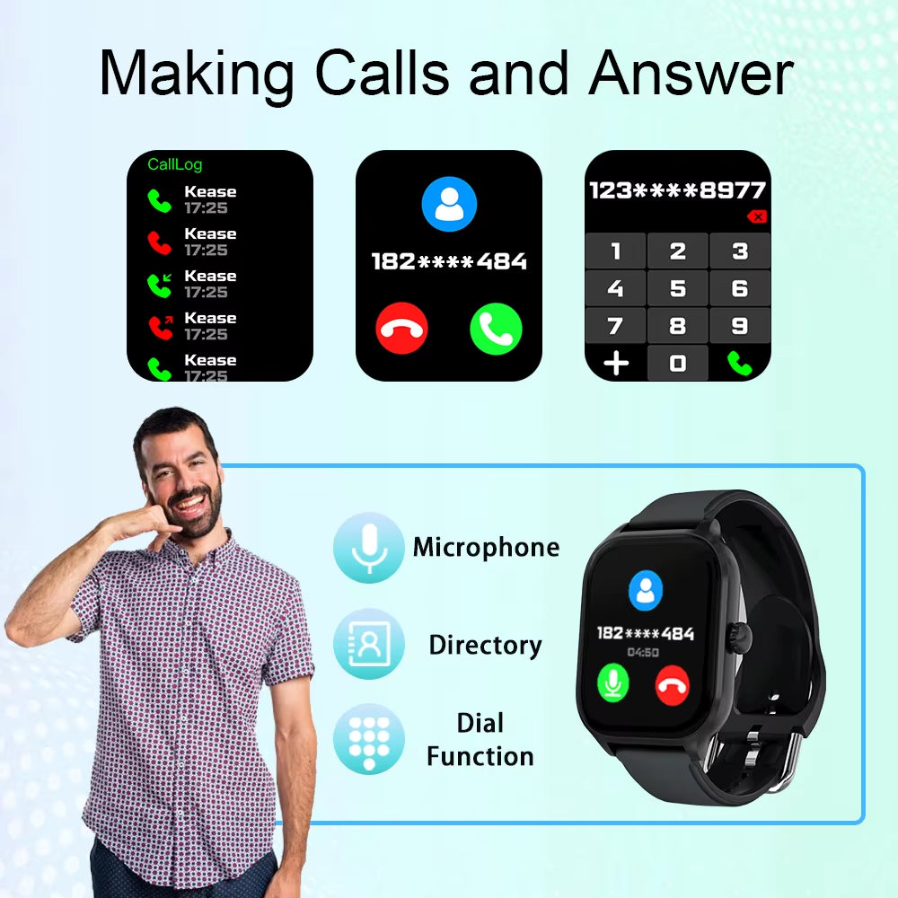 2024 New Fashion Smart Watch Heart Rate Monitor Sports Fitness Watch Waterproof Voice Call Smart Watch for Android IOS