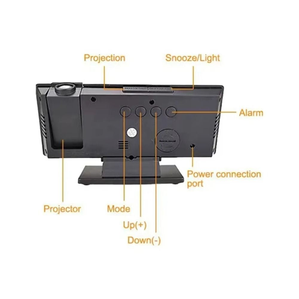 Projection Alarm Clock Projector Mirror Clock Display Temperature Snooze Clocks