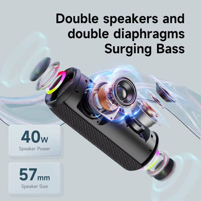-S49PRO Portable Bluetooth Speaker 20W IPX6 Waterproof,Micro SD Card,Aux-In Plug,10H Playtime,Rgb Light Wireless Stereo