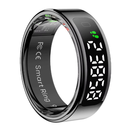 R12 Smart Ring with Display Screen and Touch, Health Manager, Wireless Charging, 5 ATM Waterproof for Men Women
