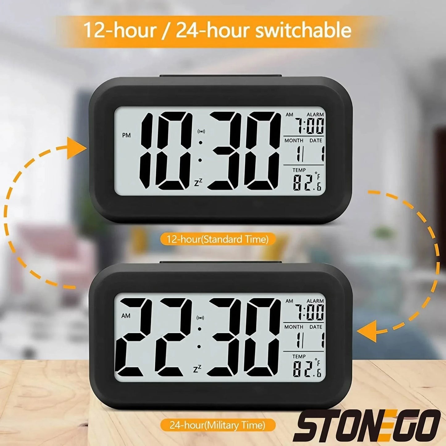 Alaways on Table Clocks Temperature Electronic LED Clocks Mini Music Digital Alarm Clock Backlight Snooze Mute Calendar Desktop