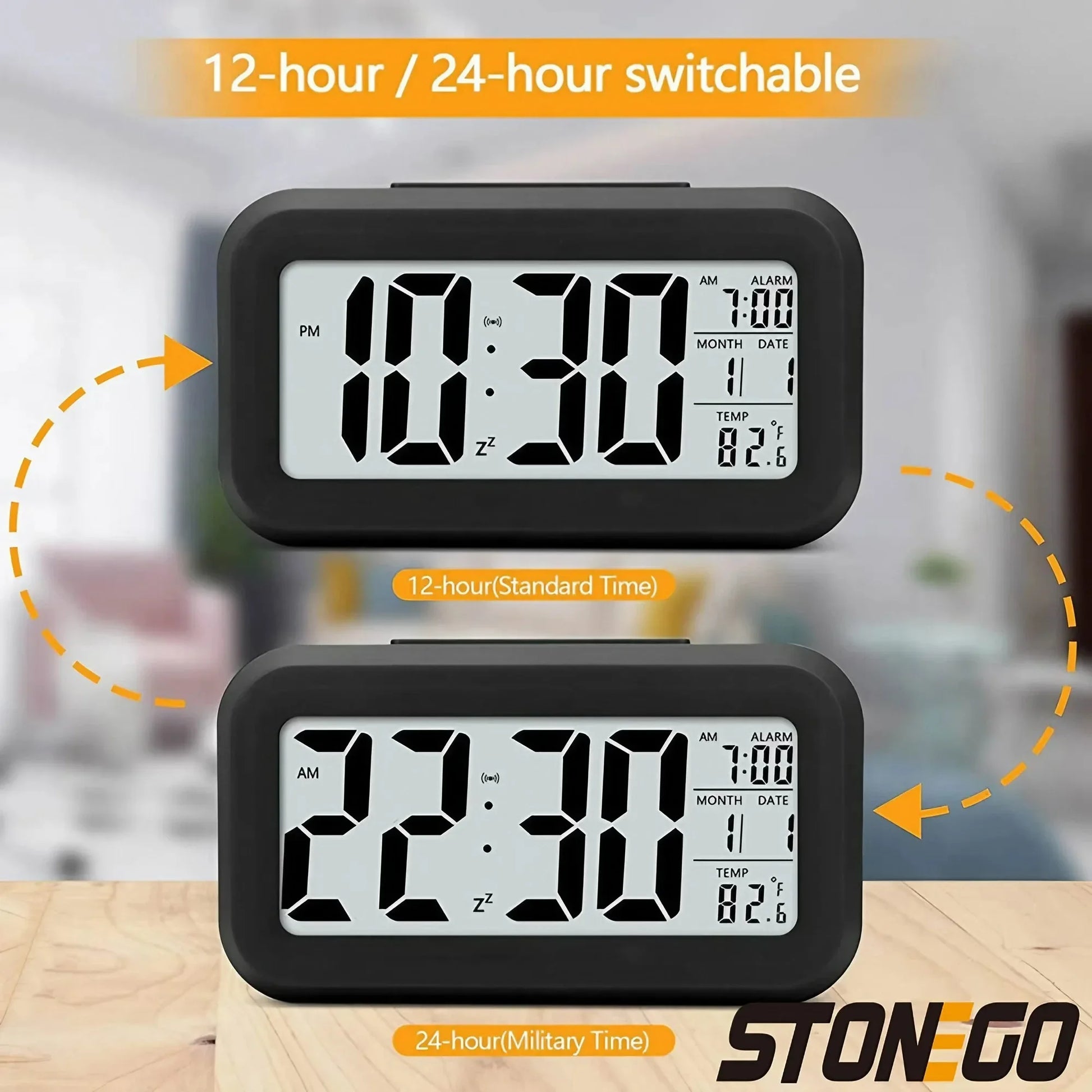 Alaways on Table Clocks Temperature Electronic LED Clocks Mini Music Digital Alarm Clock Backlight Snooze Mute Calendar Desktop