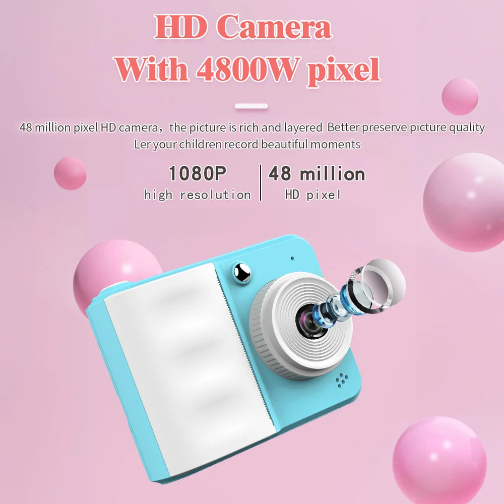 Children Digital Camera Instant Print Toys for Kids Thermal Print Camera HD 1080P Photo Printing Camera with 3 Rolls Print Paper