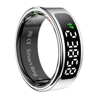 R12 Smart Ring with Display Screen and Touch, Health Manager, Wireless Charging, 5 ATM Waterproof for Men Women