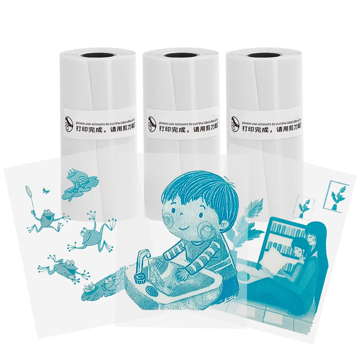 Mini Thermal Printer Sticker Printer with 10Roll Printing Paper Portable Printer Mini Pocket Printer for Journal Notes Kids Gift