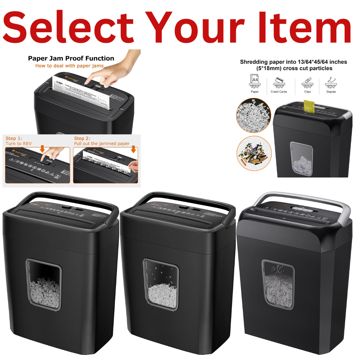 Commercial Paper Shredder Industrial 6/8 Sheet Cross Cut Heavy Duty Home Office
