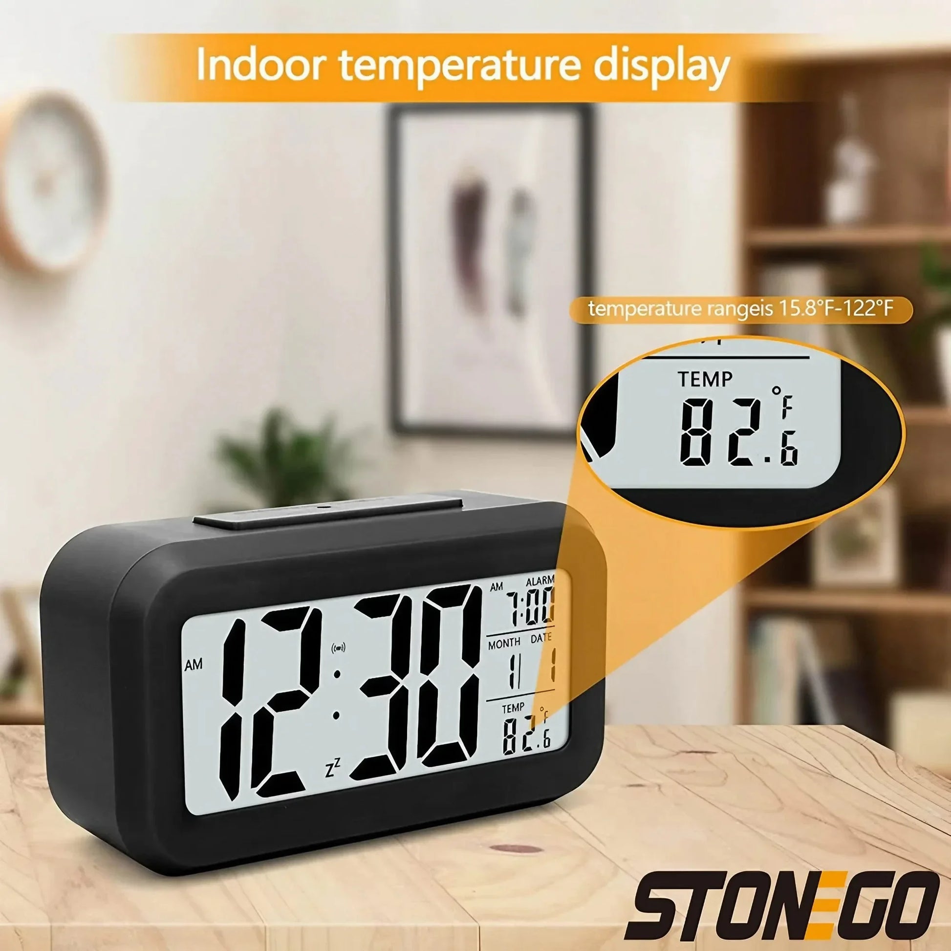 Alaways on Table Clocks Temperature Electronic LED Clocks Mini Music Digital Alarm Clock Backlight Snooze Mute Calendar Desktop